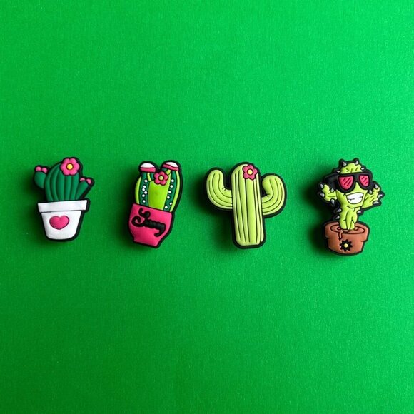 Cactus Crocs Shoe Charms Set of 4 - jibbitz Charms - Picture 1 of 4